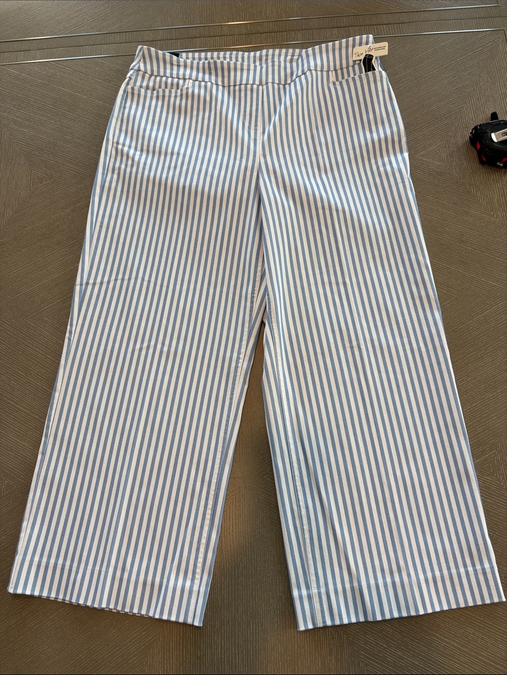 Striped Wide-Leg Pants in Light Blue and White